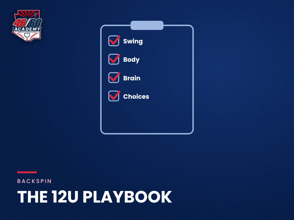 The 12U Playbook: Backspin Jr. teaching graphic from 46/60 Academy