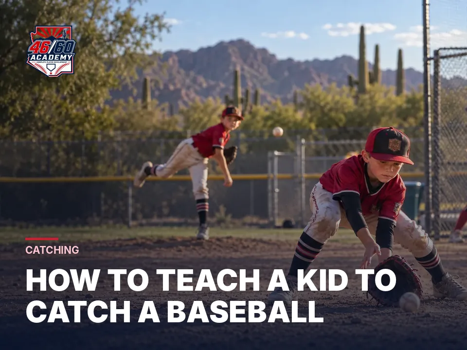 Young player fielding a ground ball on an Arizona infield