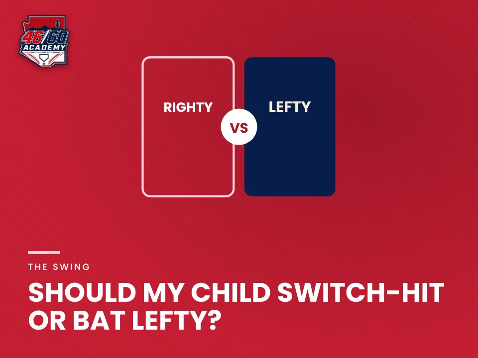 Should my child switch-hit or bat lefty?: Backspin Jr. teaching graphic from 46/60 Academy