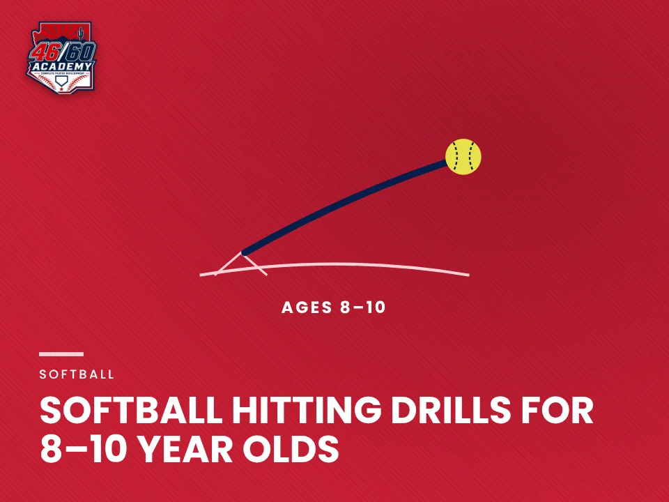 Softball hitting drills for 8–10 year olds: Backspin Jr. teaching graphic from 46/60 Academy
