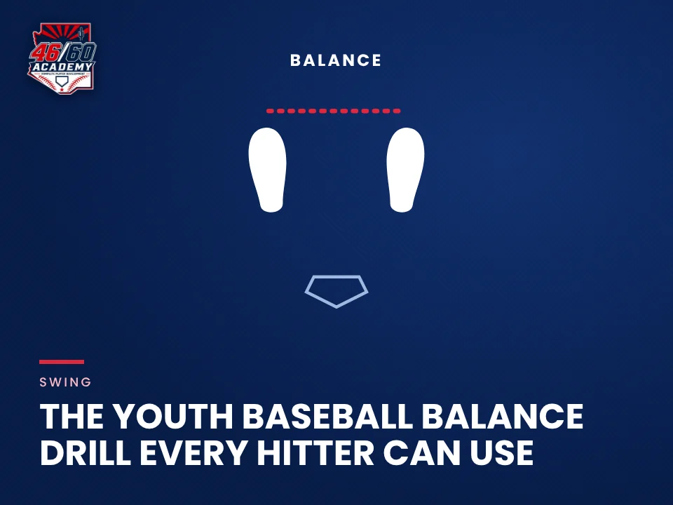 The youth baseball balance drill every hitter can use: Backspin Jr. teaching graphic from 46/60 Academy