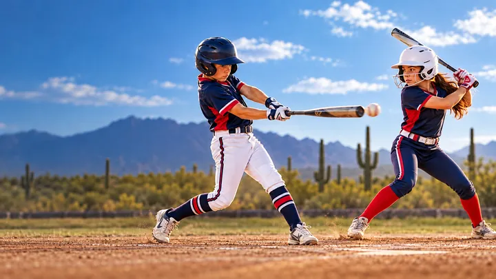 Young baseball and softball players