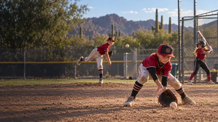 Young baseball and softball players