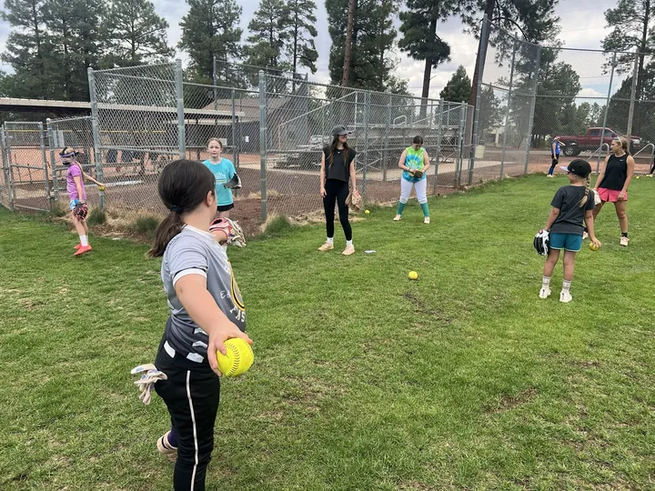 Softball camp throwing work